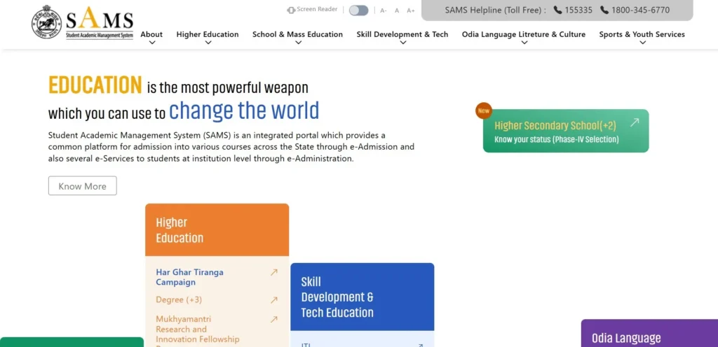 Official Homepage of SAMS Odisha Portal